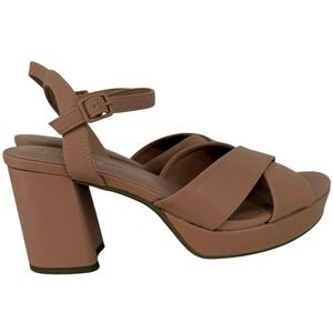 Reaction Kenneth Cole Reeva Platform Sandals Nude Criss Cross Ankle Strap Size 9